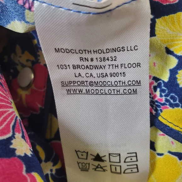 Modcloth Floral Groovy Meets Country Western Pearl Snap Shirt Dress Size‎ Large - Picture 13 of 16